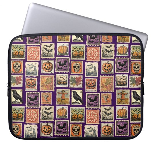 Halloween Stamp Pattern Laptop Hoesje Sleeve (Voorkant)