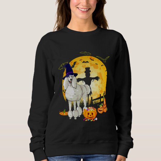 Halloween Standaard Poodle Pompoen Heks Trui (Voorkant)