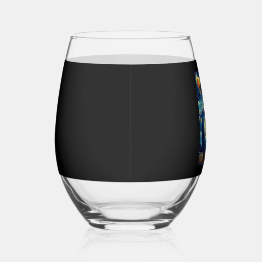 Halloween Starry Night Puppy Dachshund Wijnglas Zonder Voet (Rechts)