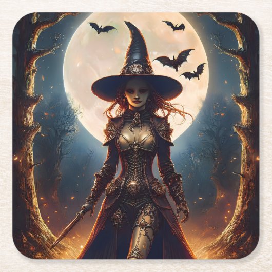Halloween Steampunk Bosheks Kartonnen Onderzetters (Voorkant)