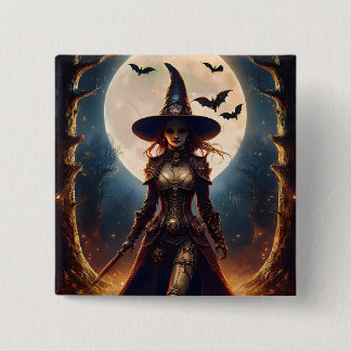 Halloween Steampunk Bosheks Vierkante Button 5,1 Cm
