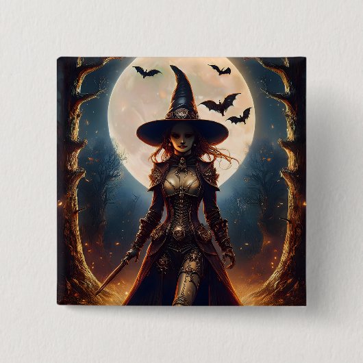 Halloween Steampunk Bosheks Vierkante Button 5,1 Cm (Voorkant)