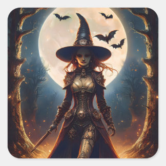 Halloween Steampunk Bosheks Vierkante Sticker