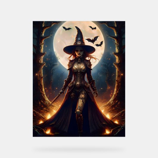 Halloween Steampunk Forest Witch Acryl Bord (Voorkant)