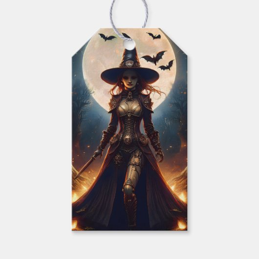 Halloween Steampunk Forest Witch Cadeaulabel (Voorkant)