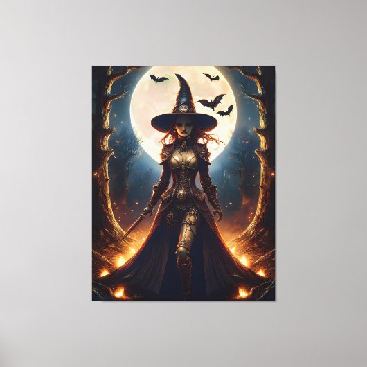 Halloween Steampunk Forest Witch Canvas Afdruk (Voorkant)