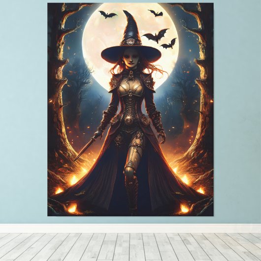 Halloween Steampunk Forest Witch Canvas Afdruk (Insitu (Houten vloer))