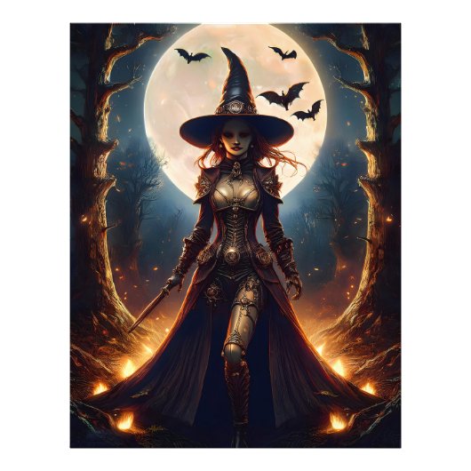 Halloween Steampunk Forest Witch Foto Afdruk (Voorkant)