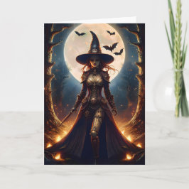 Halloween Steampunk Forest Witch Kaart