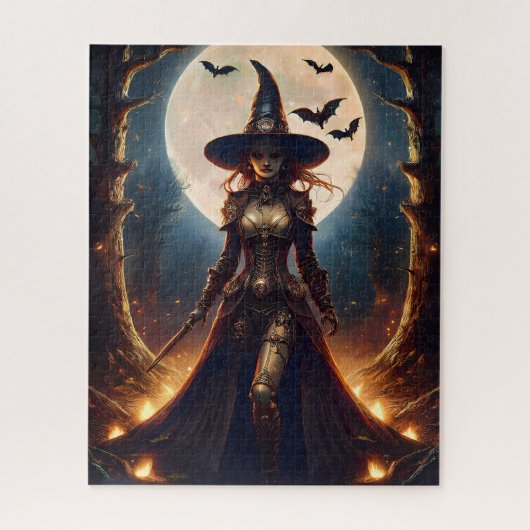 Halloween Steampunk Forest Witch Legpuzzel (Verticaal)