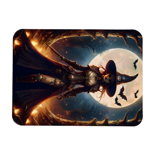 Halloween Steampunk Forest Witch Magneet (Horizontaal)