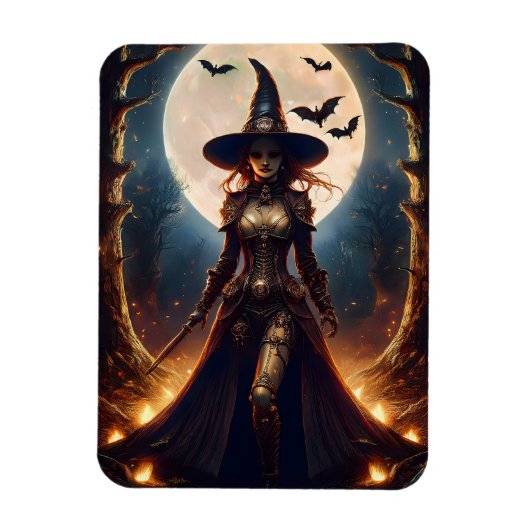 Halloween Steampunk Forest Witch Magneet (Verticaal)