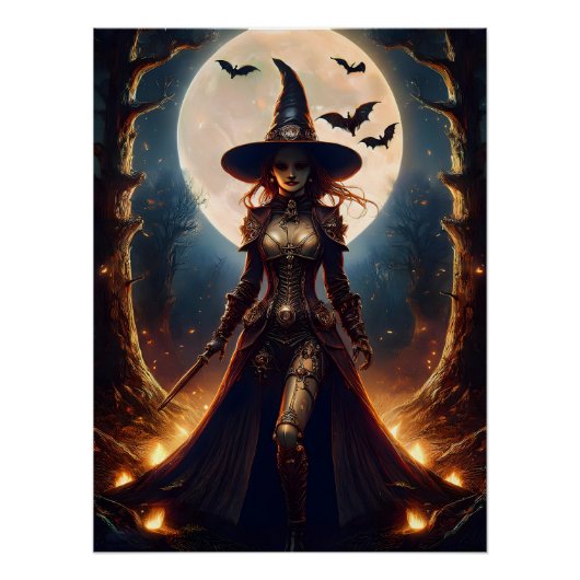 Halloween Steampunk Forest Witch Perfect Poster (Voorkant)