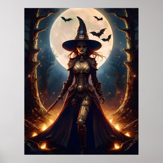 Halloween Steampunk Forest Witch Poster (Voorkant)
