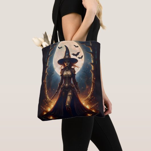 Halloween Steampunk Forest Witch Tote Bag (Dichtbij)