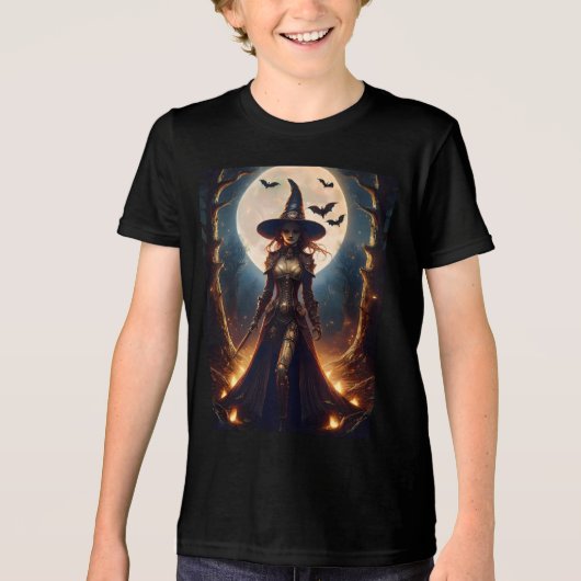 Halloween Steampunk Forest Witch Tri-Blend Shirt (Voorkant)
