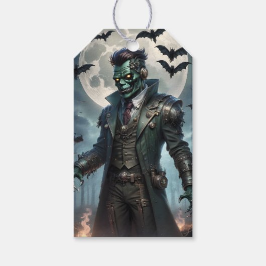 Halloween Steampunk Frankenstein-monster Cadeaulabel (Voorkant)