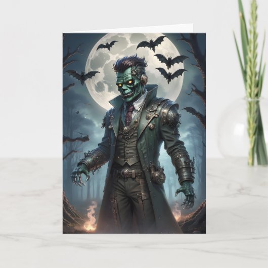 Halloween Steampunk Frankenstein-monster Kaart (Voorkant)