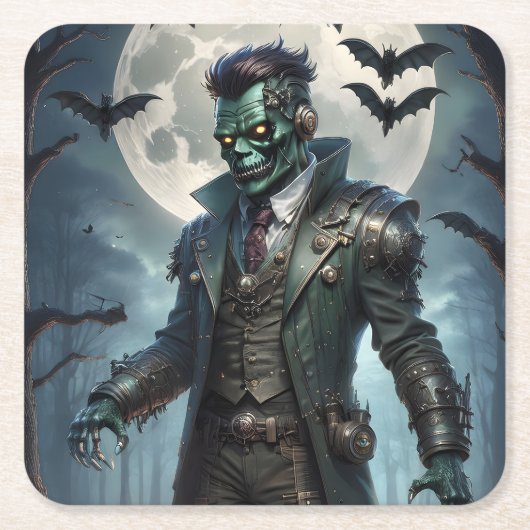 Halloween Steampunk Frankenstein-monster Kartonnen Onderzetters (Voorkant)