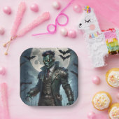 Halloween Steampunk Frankenstein-monster Papieren Bordje (Feest)