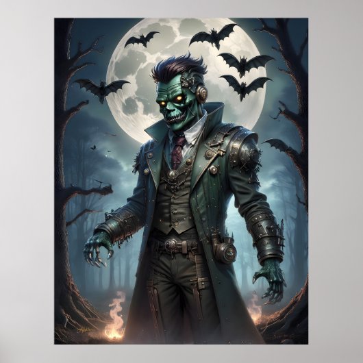 Halloween Steampunk Frankenstein-monster Poster (Voorkant)