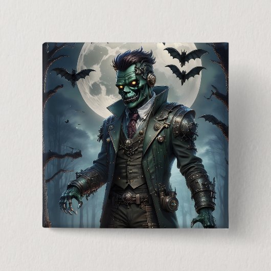 Halloween Steampunk Frankenstein-monster Vierkante Button 5,1 Cm (Voorkant)