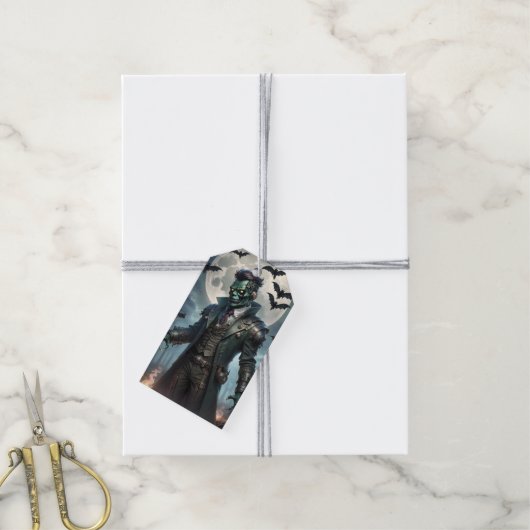 Halloween Steampunk Frankenstein's Monster Cadeaulabel (Met Touw)