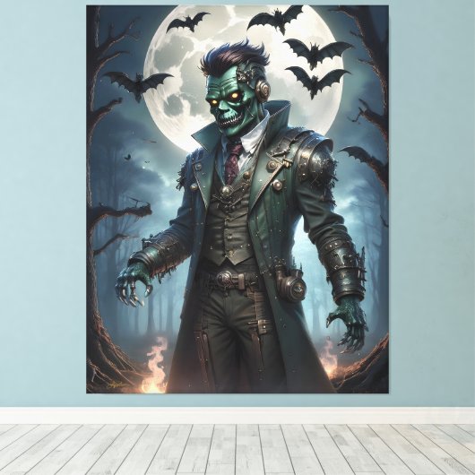 Halloween Steampunk Frankenstein's Monster Canvas Afdruk (Insitu (Houten vloer))