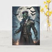Halloween Steampunk Frankenstein's Monster Kaart (Gele Bloem)