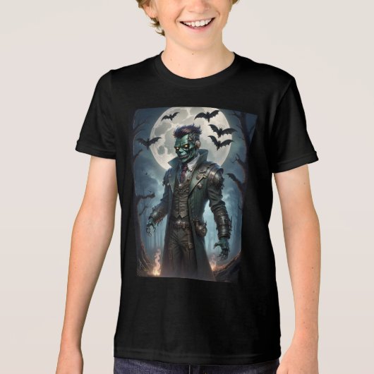 Halloween Steampunk Frankenstein's Monster Tri-Blend Shirt (Voorkant)