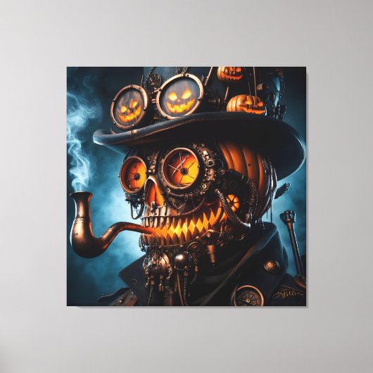 Halloween Steampunk Gothic Jack-O-Lantern Canvas Afdruk (Voorkant)