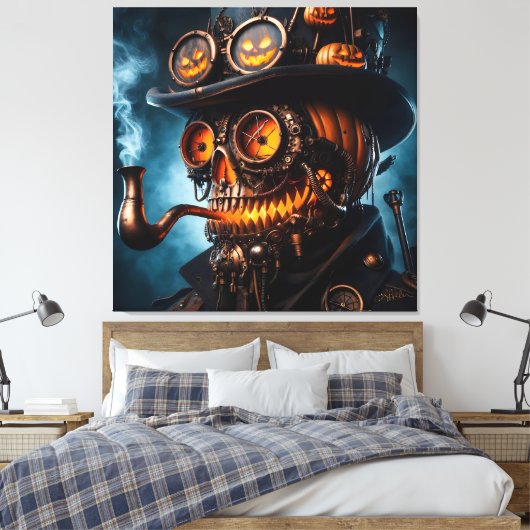 Halloween Steampunk Gothic Jack-O-Lantern Canvas Afdruk (Insitu (Slaapkamer))