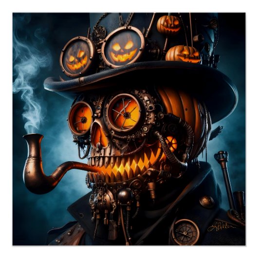 Halloween Steampunk Gothic Jack-O-Lantern Perfect Poster (Voorkant)