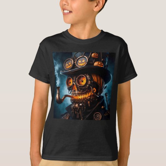 Halloween Steampunk Gothic Jack-O-Lantern T-shirt (Voorkant)