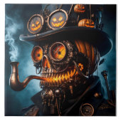 Halloween Steampunk Gothic Jack-O-Lantern Tegeltje (Voorkant)