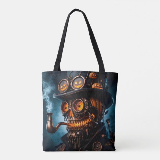 Halloween Steampunk Gothic Jack-O-Lantern Tote Bag (Achterkant)