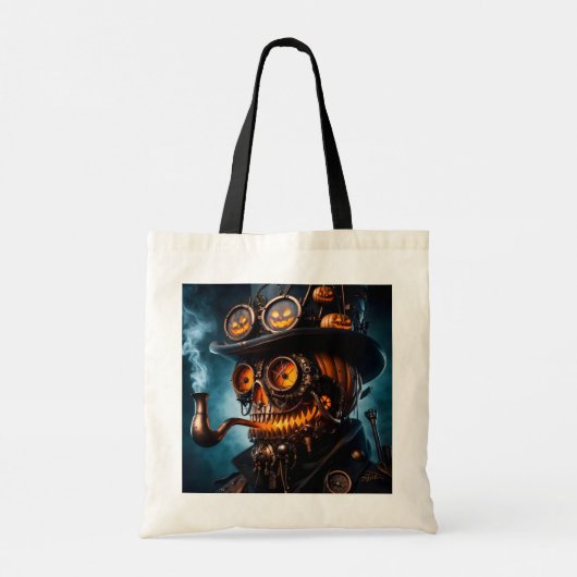 Halloween Steampunk Gothic Jack-O-Lantern Tote Bag (Achterkant)