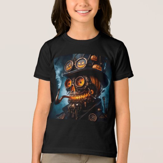 Halloween Steampunk Gothic Jack-O-Lantern Tri-Blend Shirt (Voorkant)