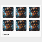 Halloween Steampunk Gothic Jack-O-Lantern Vierkante Sticker (Vel)