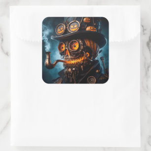 Halloween Steampunk Gothic Jack-O-Lantern Vierkante Sticker