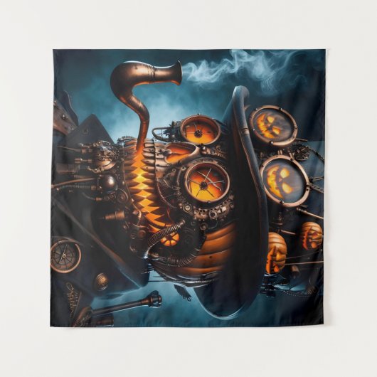 Halloween Steampunk Gothic Jack-O-Lantern Wandkleed (Voorkant (horizontaal))