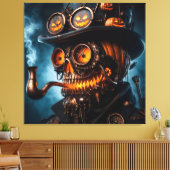 Halloween Steampunk Gotische Jack-O-Lantern Canvas Afdruk (Insitu (Woonkamer))