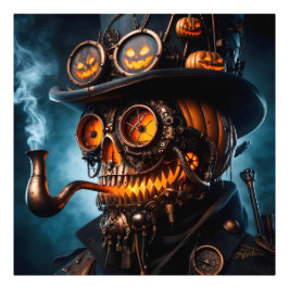 Halloween Steampunk Gotische Jack-O-Lantern Foto Afdruk