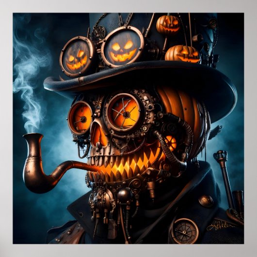Halloween Steampunk Gotische Jack-O-Lantern Poster (Voorkant)