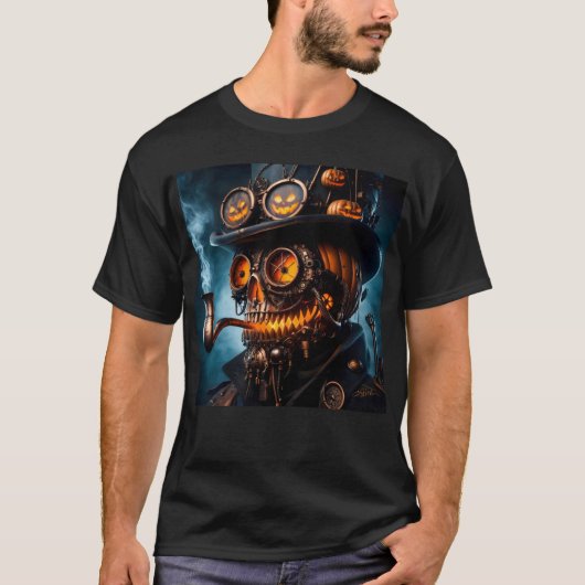 Halloween Steampunk Gotische Jack-O-Lantern T-shirt (Voorkant)