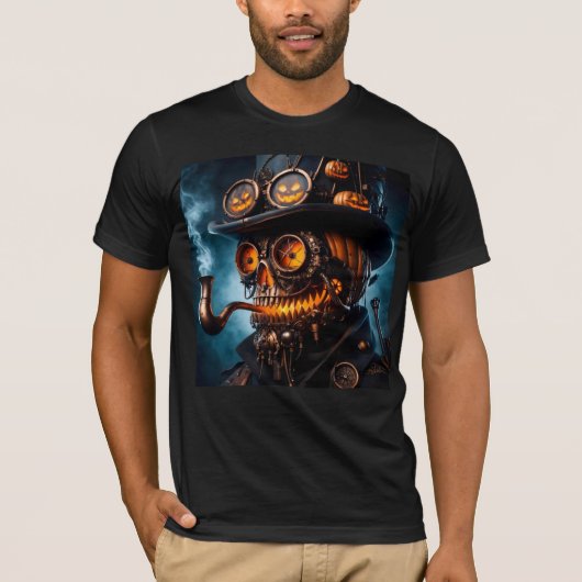 Halloween Steampunk Gotische Jack-O-Lantern T-shirt (Voorkant)