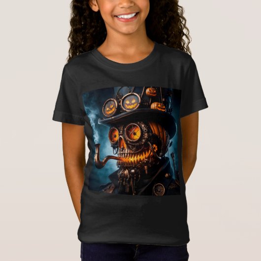 Halloween Steampunk Gotische Jack-O-Lantern T-shirt (Voorkant)