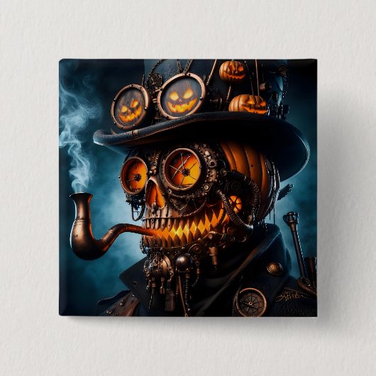 Halloween Steampunk Gotische Jack-O-Lantern Vierkante Button 5,1 Cm (Voorkant)
