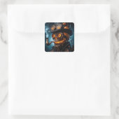 Halloween Steampunk Gotische Jack-O-Lantern Vierkante Sticker (Tas)