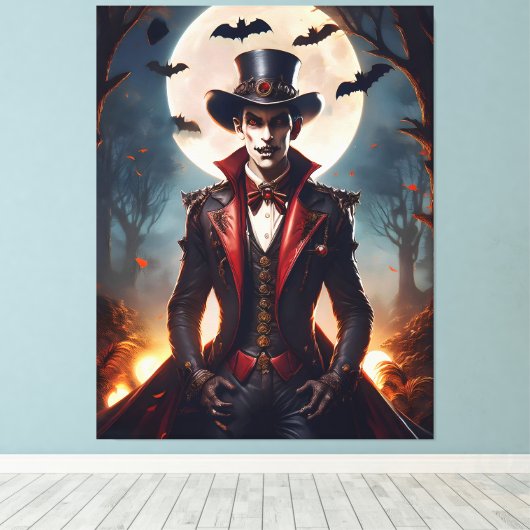 Halloween Steampunk Gotische Zombie Vampier Canvas Afdruk (Insitu (Houten vloer))